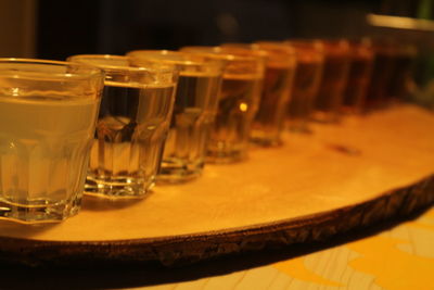 Close-up of beer on table