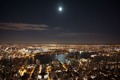 Aerial view of illuminated cityscape