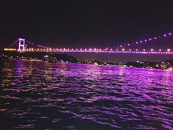 Bridge over river at night