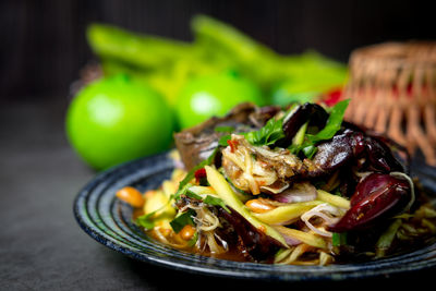 Close-up of salad served in plate