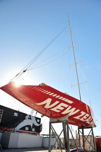 Low angle view of red structure against sky