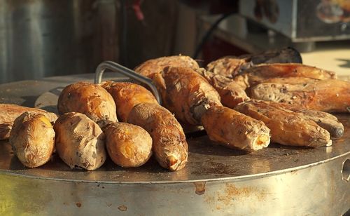 Close-up of sausages