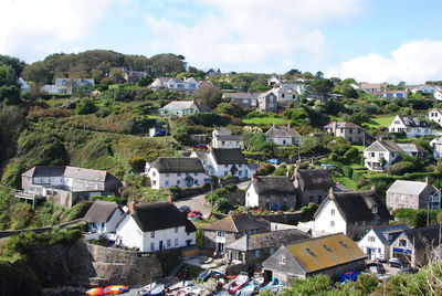 High angle view of townscape against sky