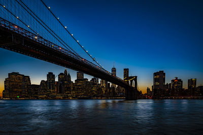 Bridge over river with buildings in background