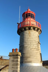 Low angle view of lighthouse against clear sky