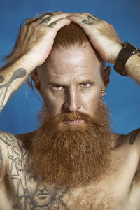 Close-up portrait of a ginger bearded