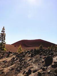 Scenic view of desert against clear sky