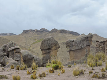 Scenic view of rocky mountains against sky