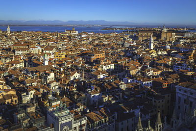 Venice old buildings shot from st mark's campanile during mid day