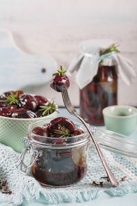 Close-up of dessert on table