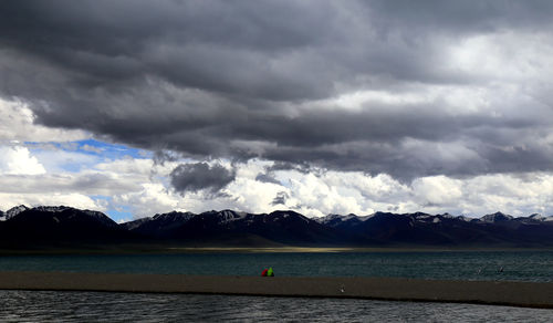 Scenic view of sea against cloudy sky