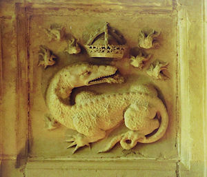 Close-up of animal representation on wall