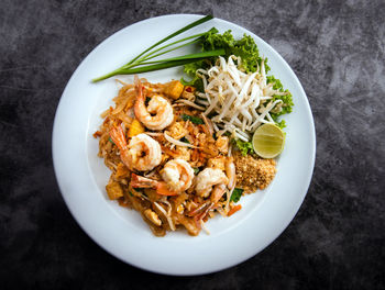 High angle view of food in plate