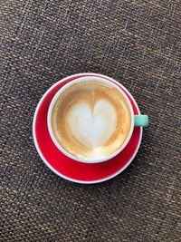 High angle view of coffee on table