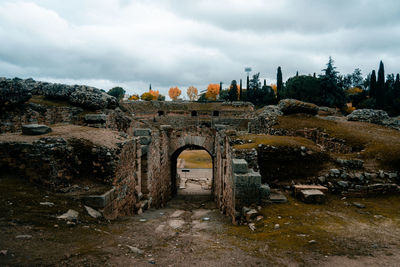 Old roman ruins against sky