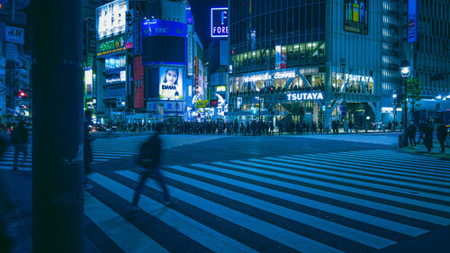 View of city street at night