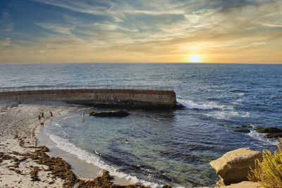 Scenic view of sea against sky during sunset