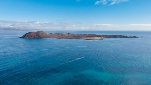 Scenic view of sea against blue sky