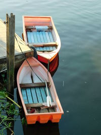 High angle view of boat in water