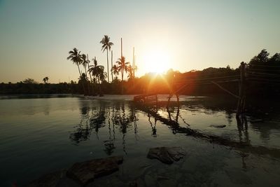 Silhouette palm trees against sky during sunset