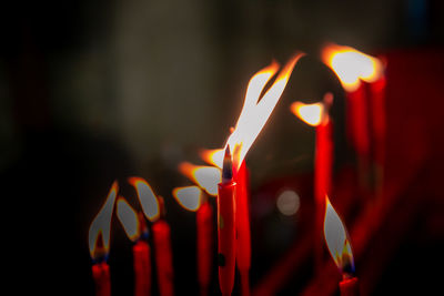 Close-up of lit candles