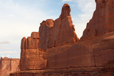 Low angle view of rock formations