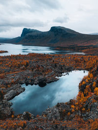 Scenic view of lake against sky