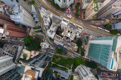 High angle view of street amidst buildings in city