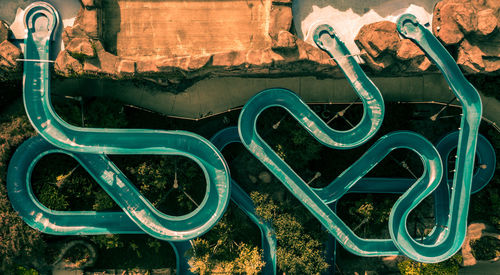 High angle view of bicycle wheel