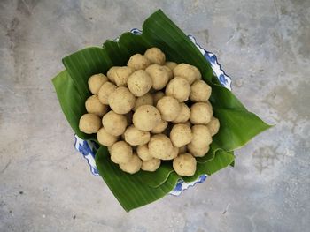 High angle view of fruits in container