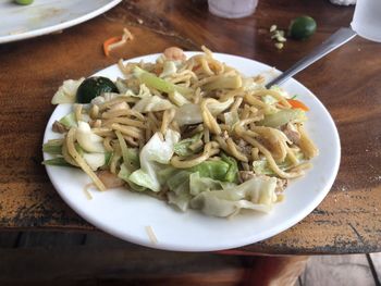 High angle view of meal served in plate