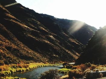 Scenic view of mountains against clear sky