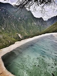 Scenic view of lake in mountains