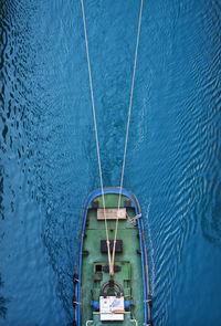 Directly above shot of barge on sea