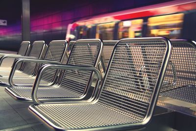Empty seats in subway station