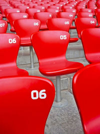 Empty seats in row at stadium