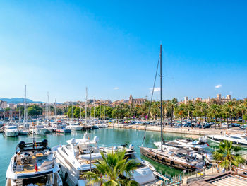 Panorama of palma de mallorca with marina. 