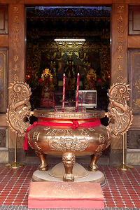 Close-up of statue in temple