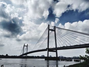 Low angle view of suspension bridge