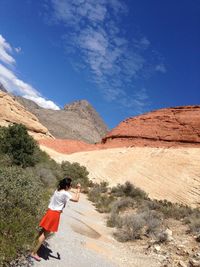 Tourists walking on mountain