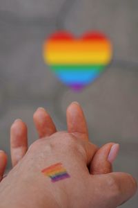 Cropped image of lesbian couple holding hands