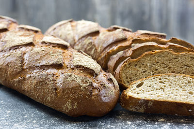 The bread is on the table.