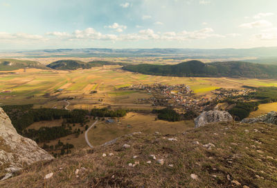 High angle view of landscape against sky