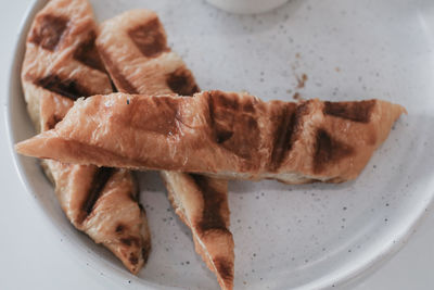 High angle view of bread in plate