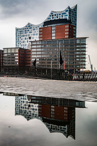 Buildings in city during winter