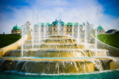 Fountain against sky