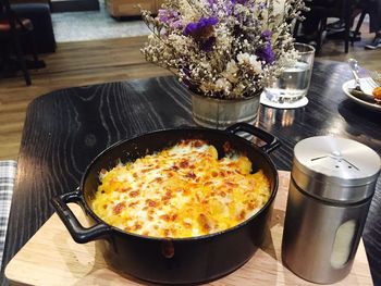 High angle view of food on table