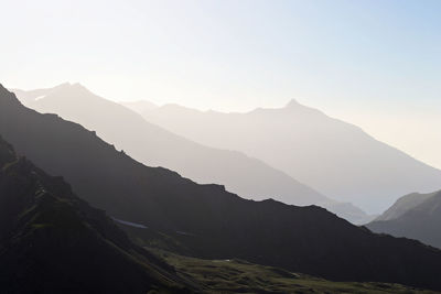 Scenic view of mountains against clear sky