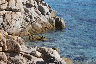 View of rock formation in sea