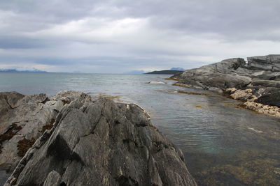 Scenic view of sea against cloudy sky